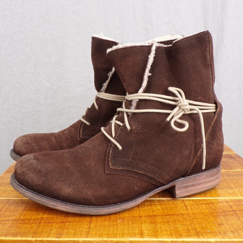 Eric Michael Sophia Women's Brown Suede Wool Lining Ankle Boots EU 38, US 7-7.5